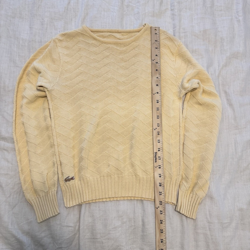 Lacoste Men's Vintage Chemise Geometric CableKnit Wool Sweater 80s Medium Luxury - Picture 3 of 5